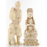 A 19th century Chinese carved ivory seated Buddha,