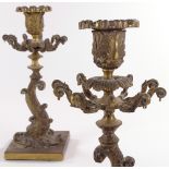 A pair of 19th century gilt-bronze candle holders