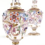 A pair of 19th century Venetian glass decanters, h