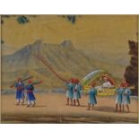 A 19th century painting on mica, a Royal processio