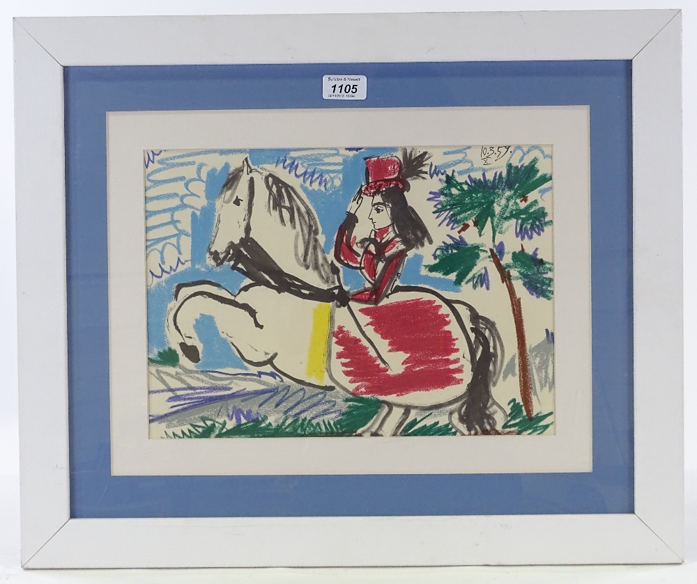 Pablo Picasso, colour lithograph, woman on horseba - Image 2 of 4