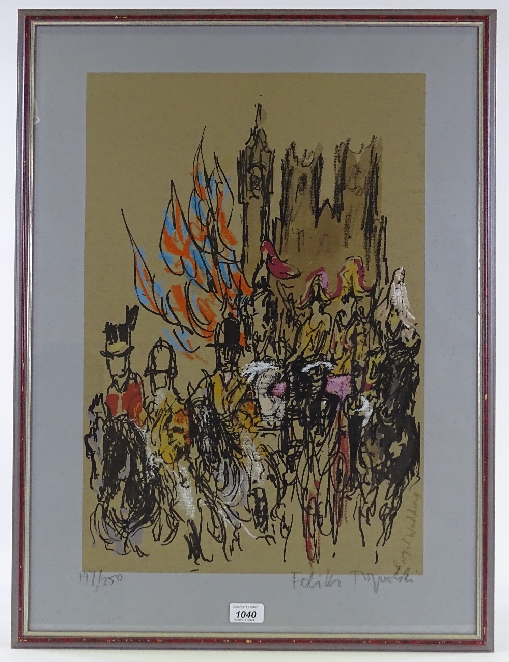 Feliks Topolski, colour screen print, Royal Weddin - Image 2 of 4