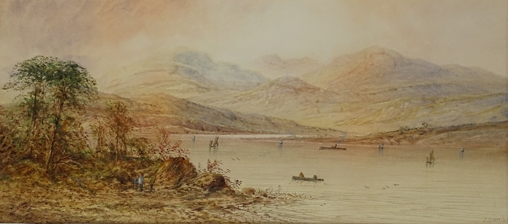 L Lewis, a pair of watercolours, Highland lake sce