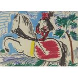 Pablo Picasso, colour lithograph, woman on horseba