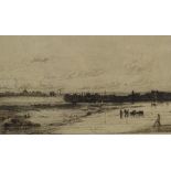 Douglas Smart, etching, estuary scene, plate size