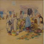 Jeka Kemp (1876-1967), watercolour, North African street marke