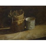 N Farrell, watercolour, bucket and burlap, 17.5" x
