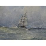 Thomas Pilgrim, watercolour, shipping on rough sea