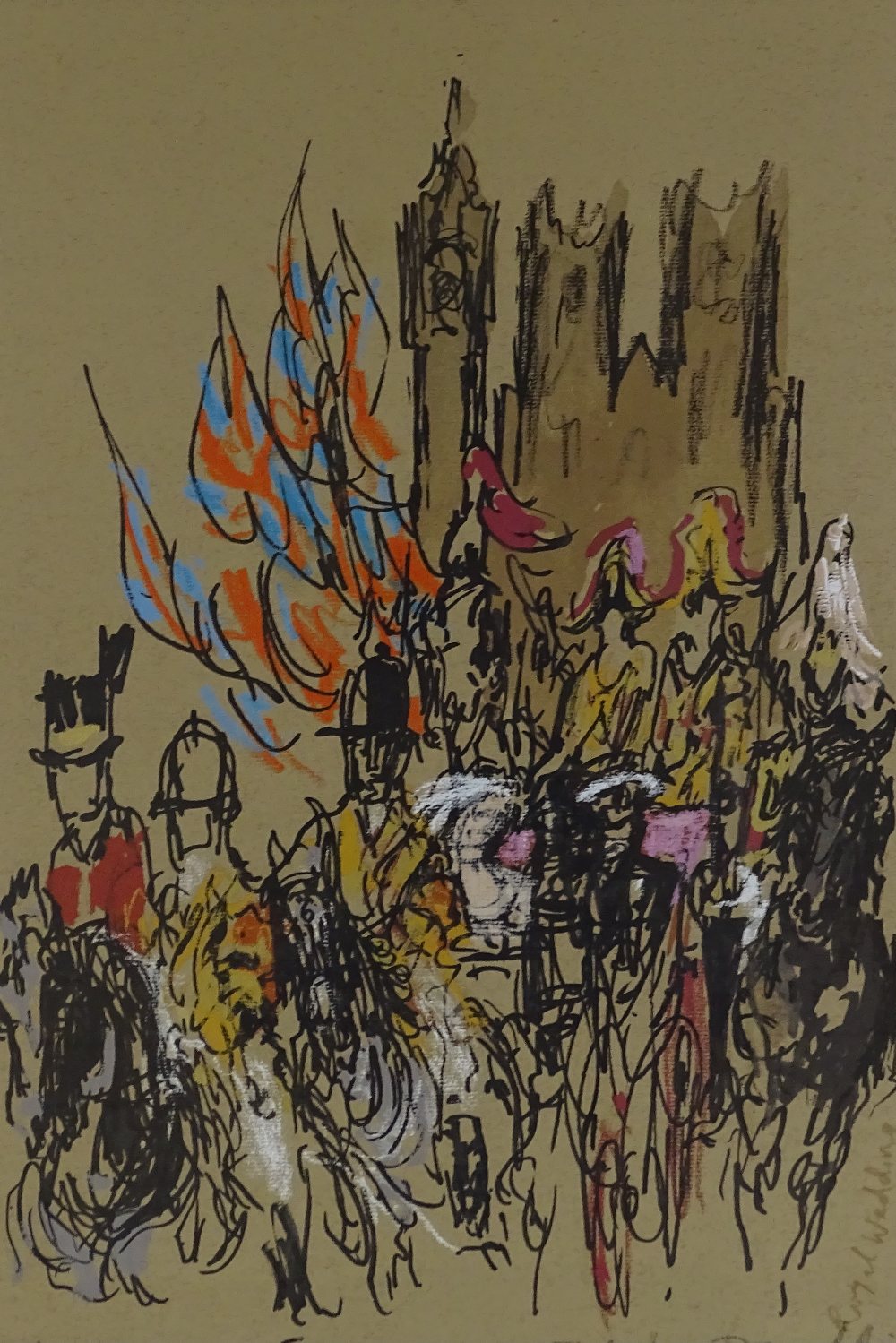 Feliks Topolski, colour screen print, Royal Weddin