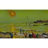 George Deakins, oil on canvas, coastal scene, sign
