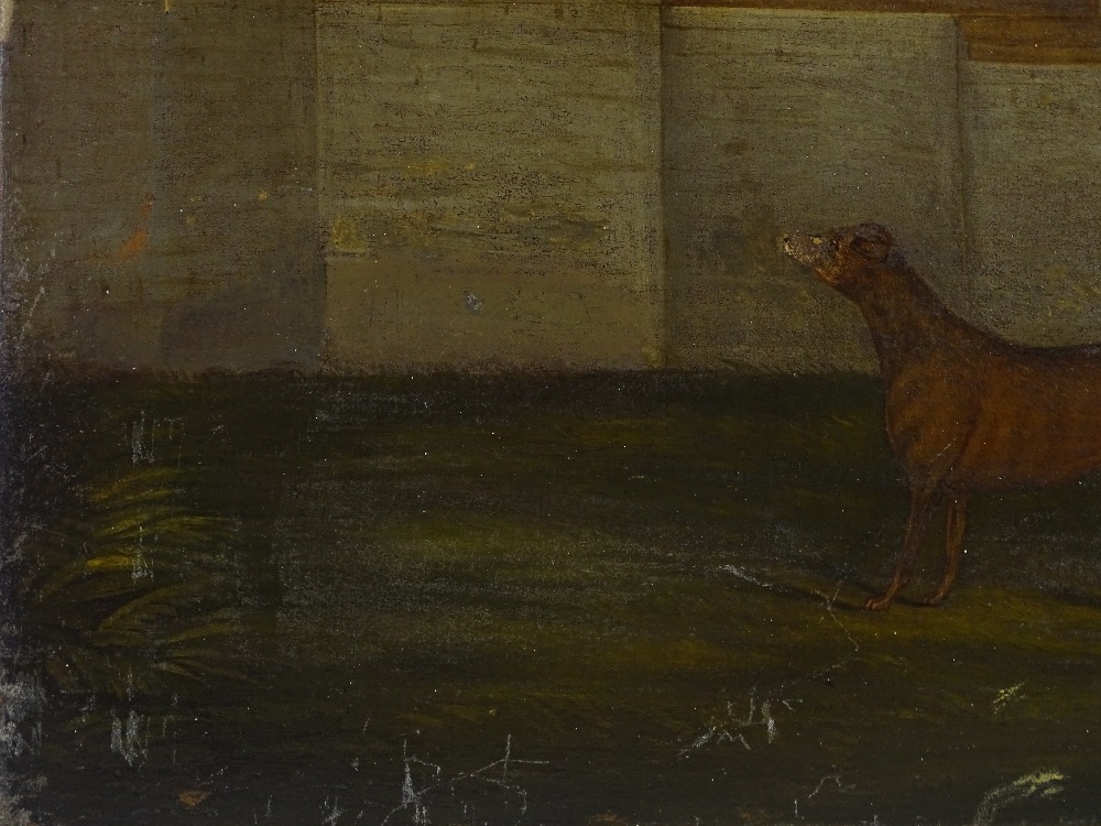 An 18th century oil on canvas, cat watching a dog, - Image 3 of 4