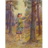 John Fullwood FSA, watercolour, figure in woodland