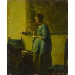 Frank Beresford, oil on board, lady reading a lett
