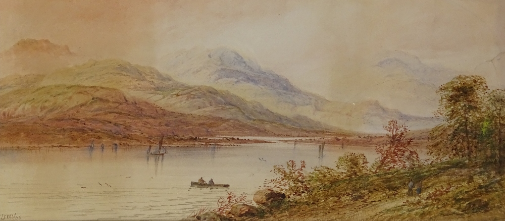 L Lewis, a pair of watercolours, Highland lake sce - Image 3 of 4