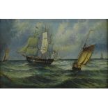 A pair of oils on board, marine scenes, unsigned,