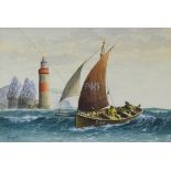 Peter Leath, pair of watercolours, Cornish boating