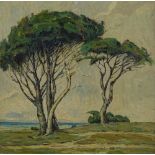 An oil on canvas, trees in a landscape, signed wit
