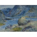 W L Shepherd, watercolour, Loch Coraisk 1903, sign