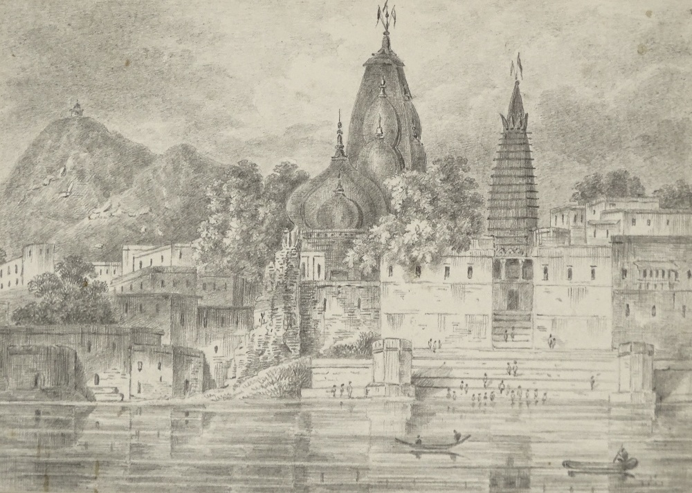 19th century Indian School, pencil drawing, a temp