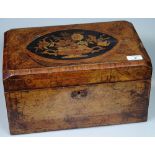 A Victorian walnut and marquetry inlaid box, lengt