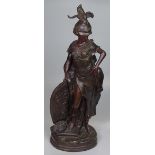 A bronze figure of a female warrior, 22.5"