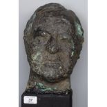 A Studio pottery head of a man on plinth, height 1