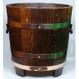 A Lister & Co oak planter / waste bin with metal l