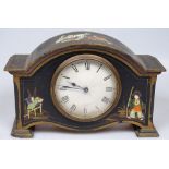 A small mantel clock with chinoiserie decoration