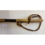 A Royal Navy Officer's dress sword, cast-brass bow