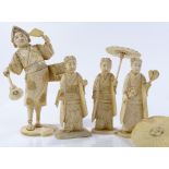 2 Japanese Meiji period ivory tableau, depicting a