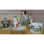 5 19th century Staffordshire Pottery figures, incl