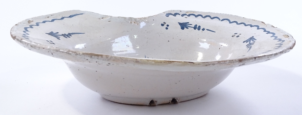 A tin-glazed pottery barber's bowl, with painted b - Image 2 of 3