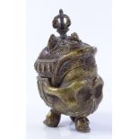 A Chinese bronze censer and cover, in the form of