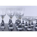 2 sets of 6 Holmegaard glasses, circa 1950s, with