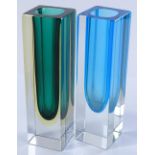 2 Murano Sommersco coloured glass vases, circa 196