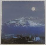Fred Cuming (born 1930), a colour screen print, mountain lands