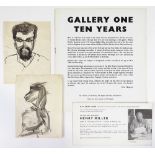 Henry Miller, 2 pen and ink portrait studies 1956,