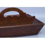 A Victorian oak housemaid's tray, length 13.5"