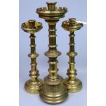 A pair of Victorian Gothic candle stands, height 1