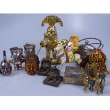 A collection of Oriental ornaments, a bronze drago