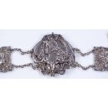 An Edwardian Art Nouveau silver belt, with female