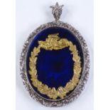 A Victorian unmarked silver enamel and silver-gilt