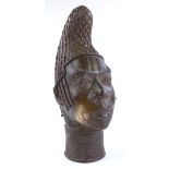 An African Benin style bronze head, height 34cm