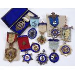 10 silver and enamel Masonic jewels