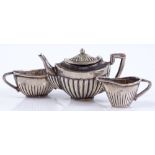 A miniature 3-piece silver tea set, of Queen Anne