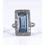 An Art Deco aquamarine and diamond cluster panel r