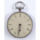 A silver-cased open face key-wind Fusee pocket wat