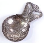 An Arts and Crafts silver caddy spoon, with Egret