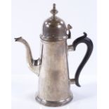 A late Victorian silver coffee pot, of tapering cy