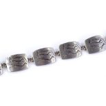 A Jorgen Jensen Danish pewter panel bracelet, with